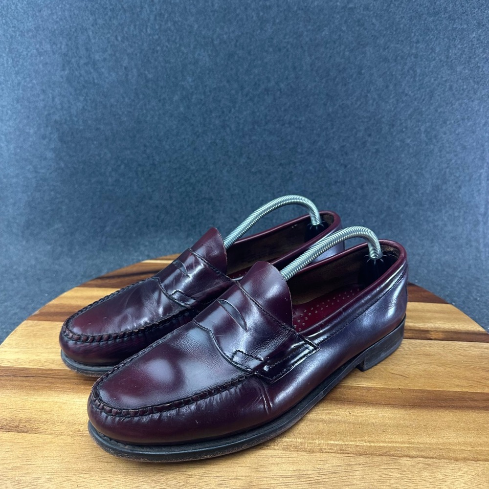 GH Bass Weejuns Logan Oxblood Burgundy Leather Slip On Penny Loafers Mens 10D - Picture 6 of 12